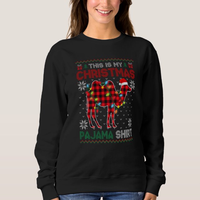 This Is My Christmas Lights Pajama Camel Xmas Plai T Shirt (Framsida)