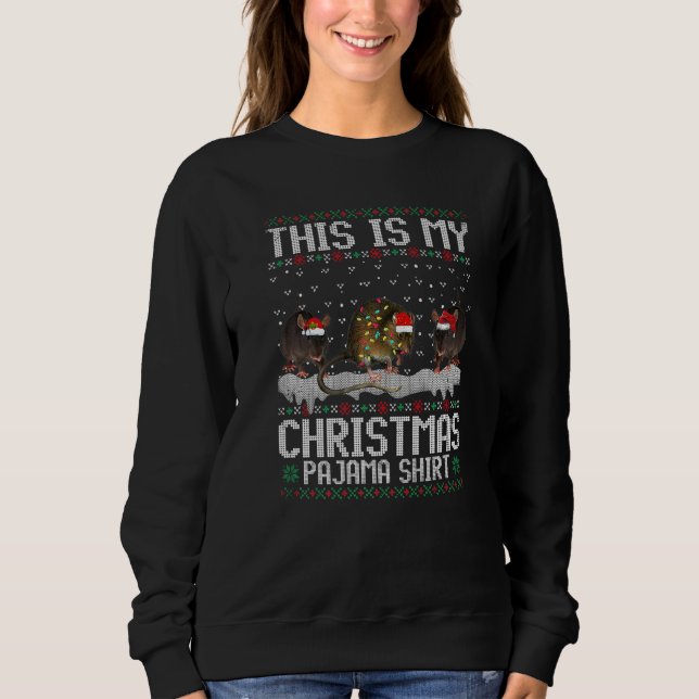 This Is My Christmas Lights Pajama Rat  Xmas T Shirt (Framsida)