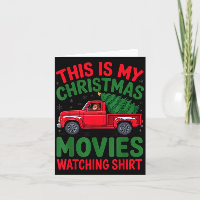 This Is My Christmas Movie Watching Shirt Bigfoot  Kort (Framsida)