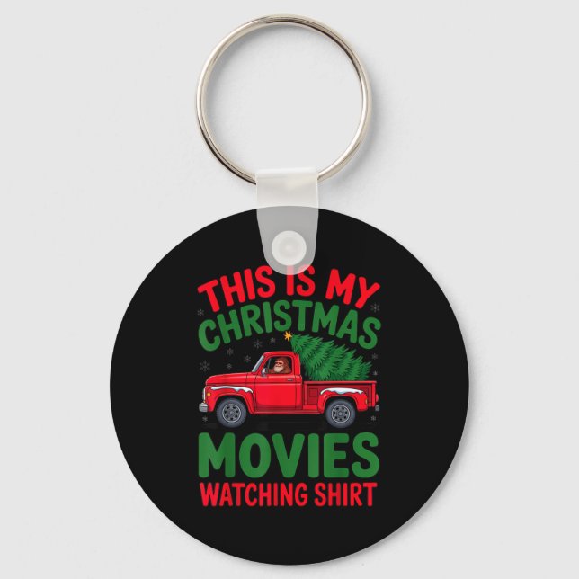 This Is My Christmas Movie Watching Shirt Bigfoot  Nyckelring (Framsida)