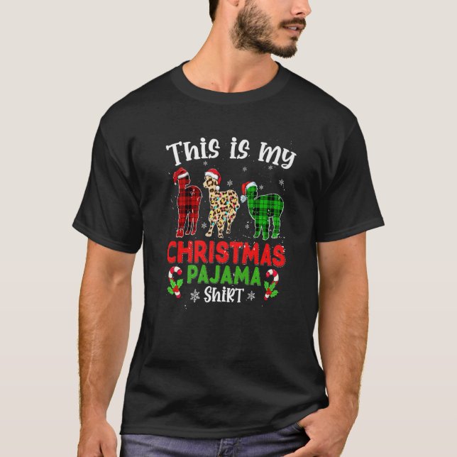 This Is My Christmas Pajama Alpaca Animals Leopard T Shirt (Framsida)