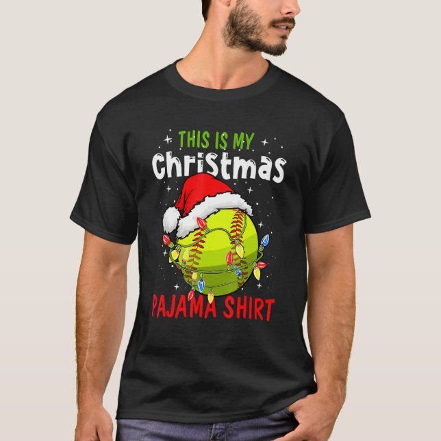This Is My Christmas Pajama Baseball Softball     T Shirt (Framsida)