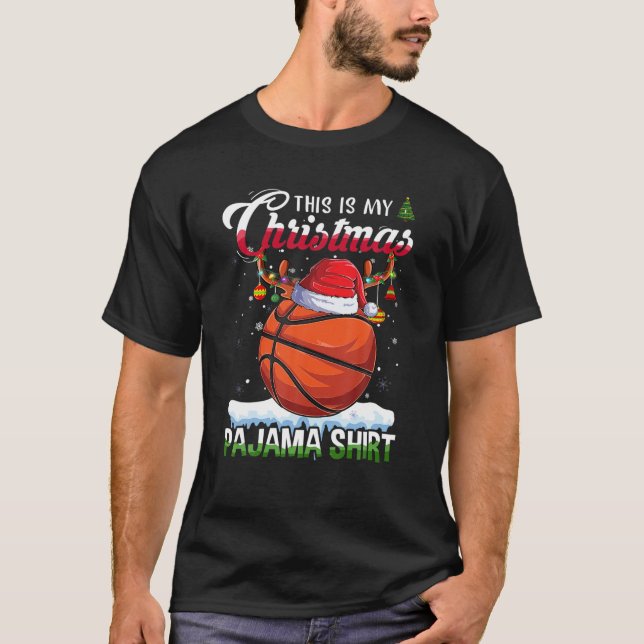 This Is My Christmas Pajama Basketball Christmas L T Shirt (Framsida)
