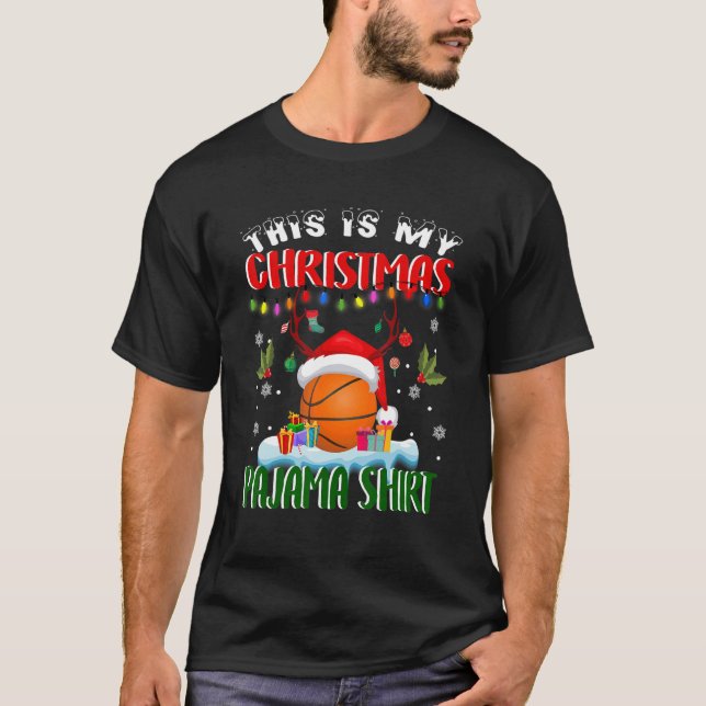 This Is My Christmas Pajama  Basketball Christmas T Shirt (Framsida)