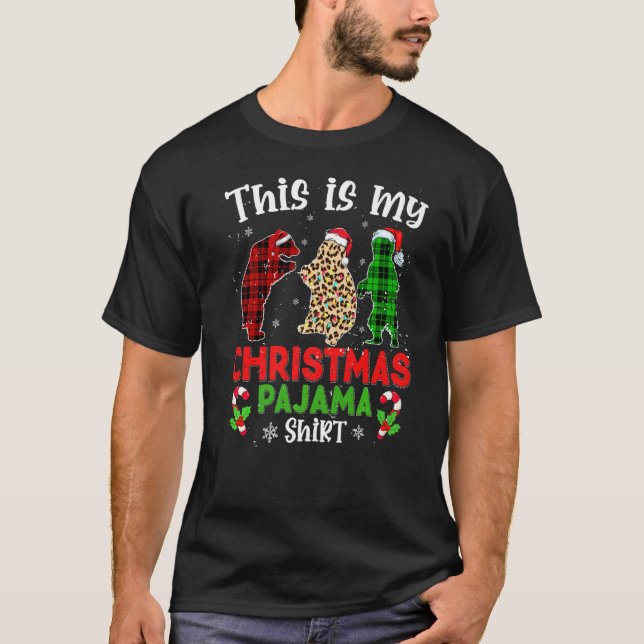 This Is My Christmas Pajama Bear Animals Leopard P T Shirt (Framsida)