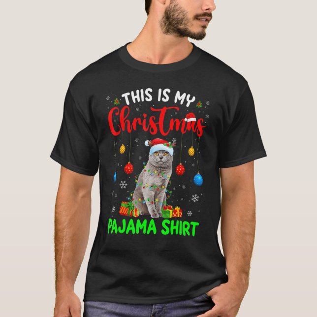 This Is My Christmas Pajama British Shorthair Cat  T Shirt (Framsida)