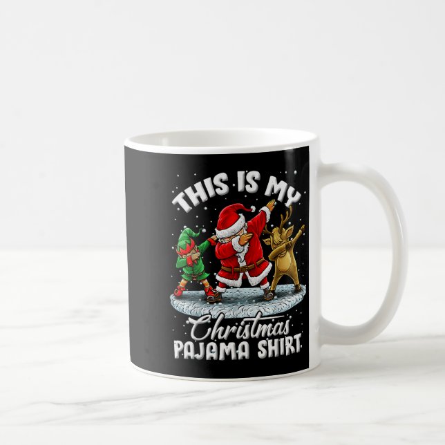 This Is My Christmas Pajama Dabbing Santa Elf Paja Kaffemugg (Höger)