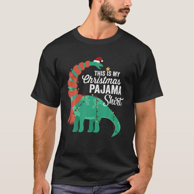 This Is My Christmas Pajama Dinosaur Brontosaurus T Shirt (Framsida)