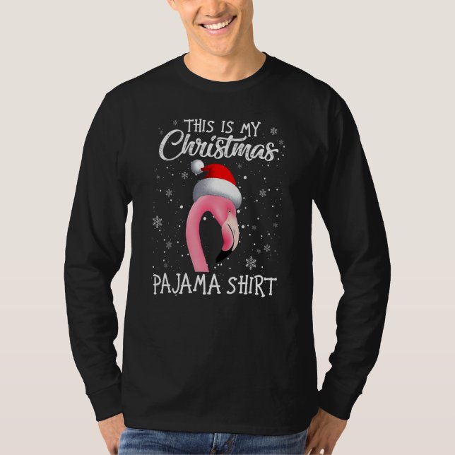 This Is My Christmas Pajama Flamingo Santa Christm T Shirt (Framsida)