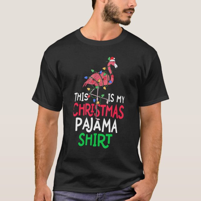 This Is My Christmas Pajama  Flamingo  Xmas T Shirt (Framsida)