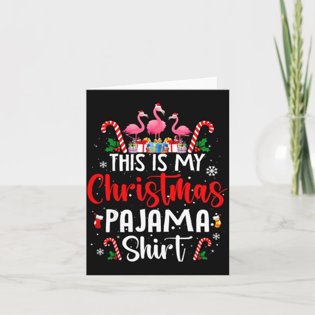This Is My Christmas Pajama Flamingos Holiday Fun  Kort (Framsida)