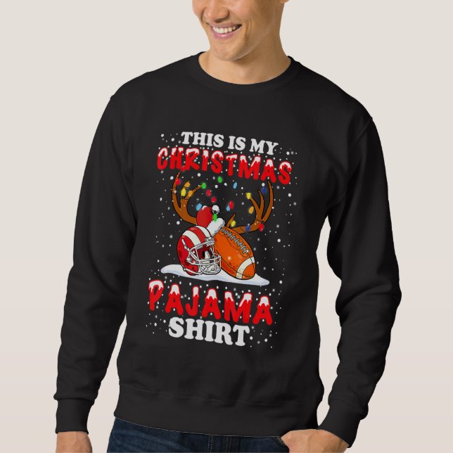 This Is My Christmas Pajama  Football Christmas Li Lång Ärmad Tröja (Framsida)