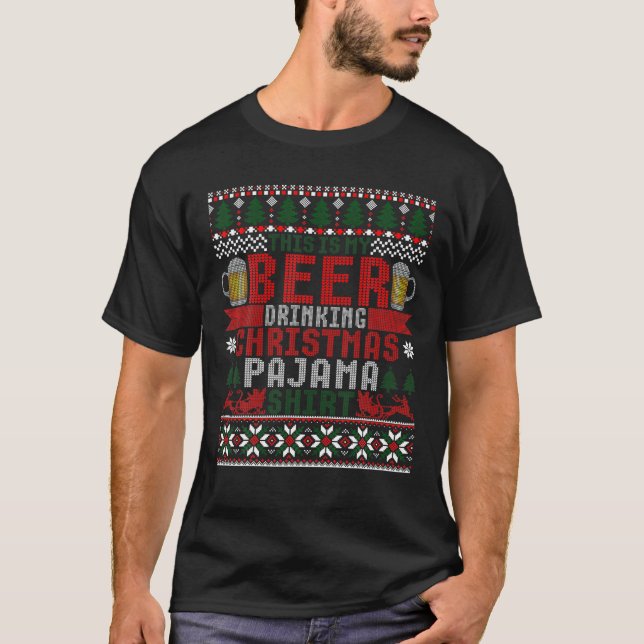 This Is My Christmas Pajama Funny Beer Lover T Shirt (Framsida)