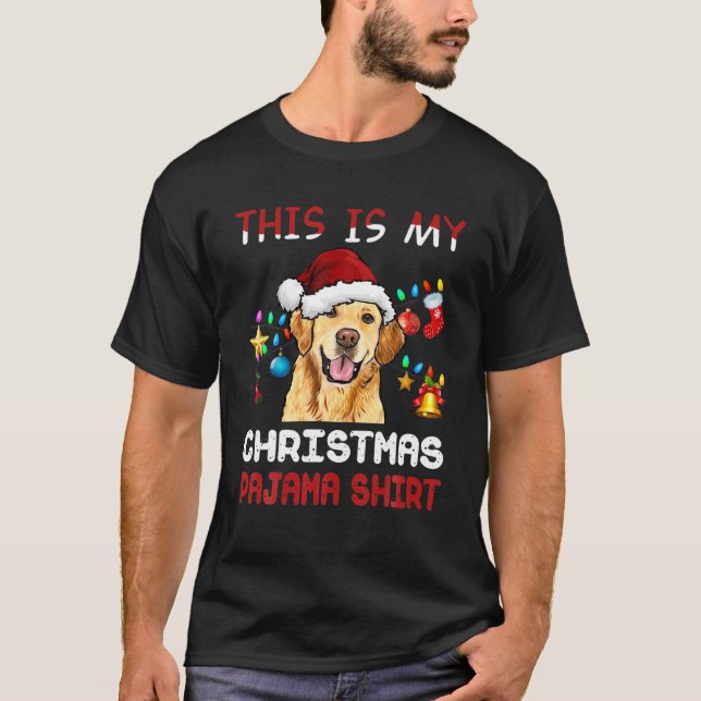 This Is My Christmas Pajama Golden Retriever Xmas T Shirt (Framsida)