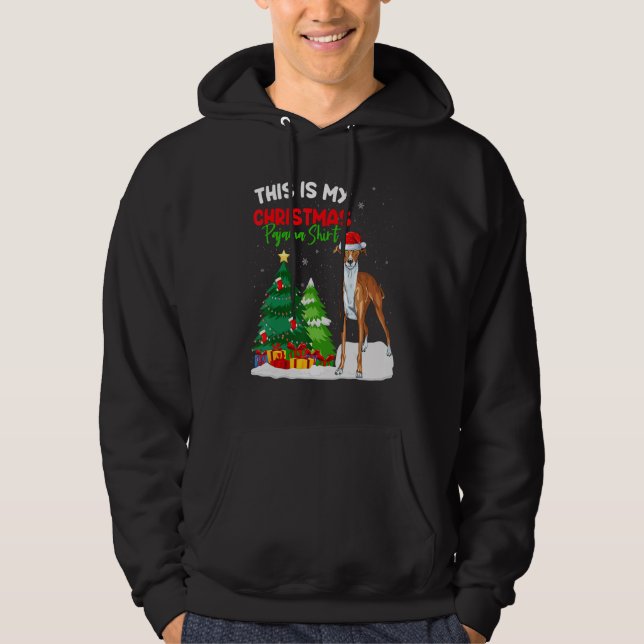 This Is My Christmas Pajama  Greyhound Dog Owner Hoodie (Framsida)