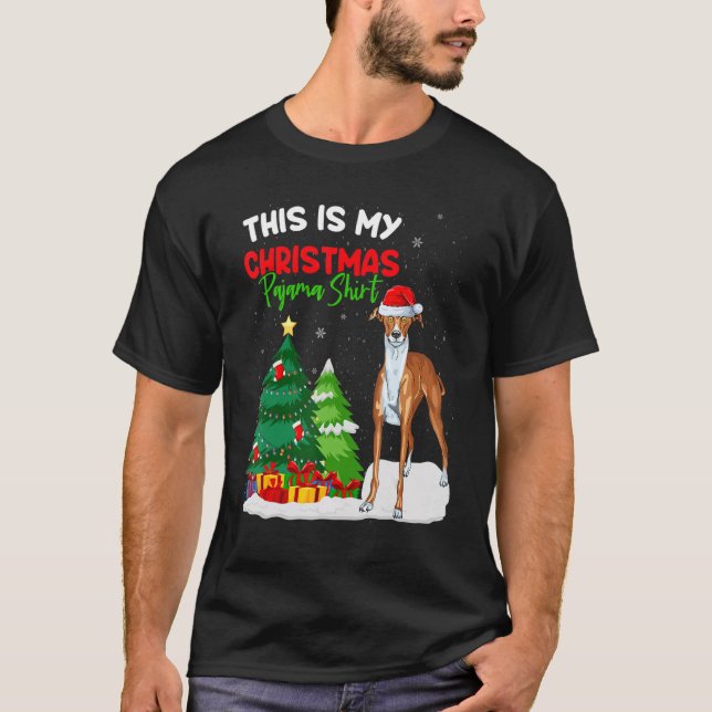 This Is My Christmas Pajama  Greyhound Dog Owner T Shirt (Framsida)