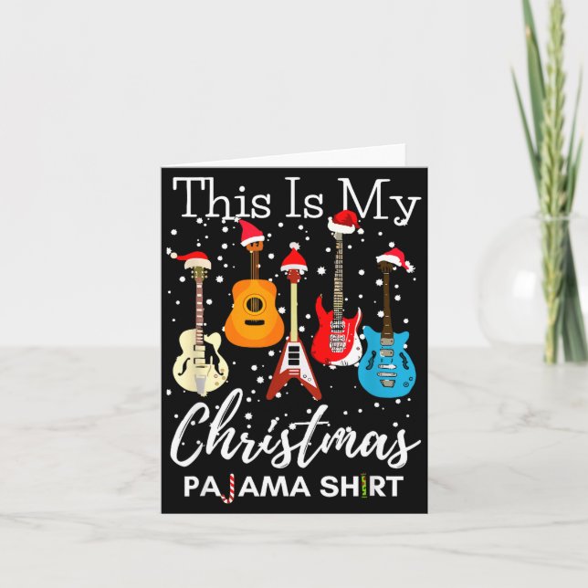 This Is My Christmas Pajama Guitar Guitarist Music Kort (Framsida)