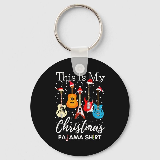 This Is My Christmas Pajama Guitar Guitarist Music Nyckelring (Framsida)
