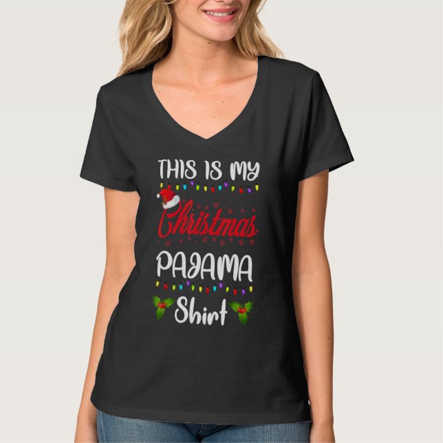 THIS IS MY CHRISTMAS PAJAMA  Merry Xmas Family T Shirt (Framsida)