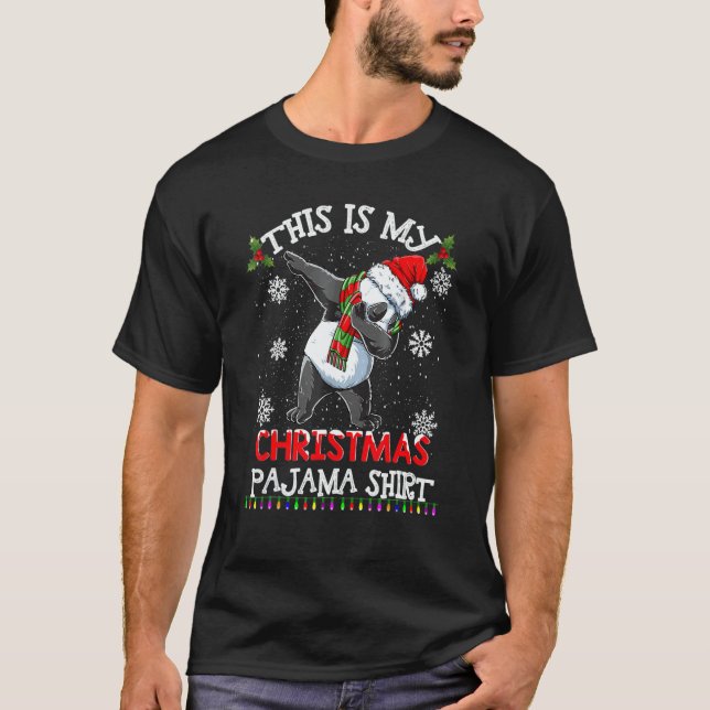 This Is My Christmas Pajama  Panda Santa Kids Boys T Shirt (Framsida)
