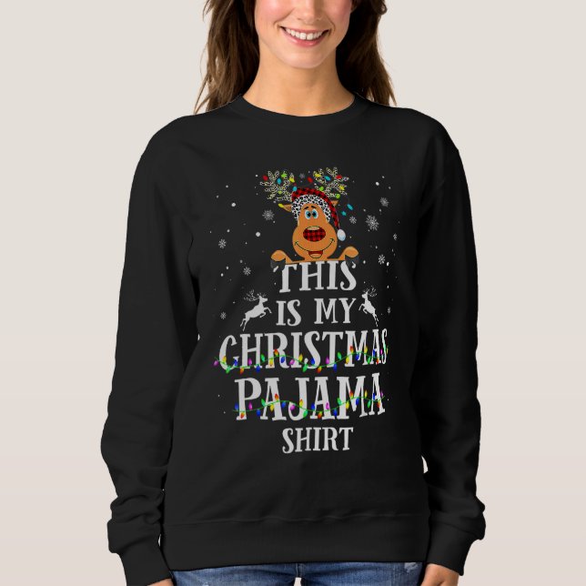 This Is My Christmas Pajama  Reindeer Xmas Lights T Shirt (Framsida)