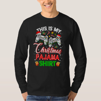 This Is My Christmas Pajama Santa Hat Gamer Video  T Shirt