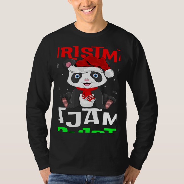 This Is My Christmas Pajama  Santa Hat Panda Xmas T Shirt (Framsida)
