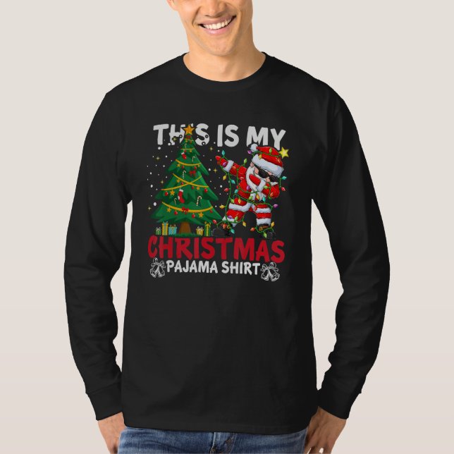 This Is My Christmas Pajama Santa Hat Xmas PJ cost T Shirt (Framsida)