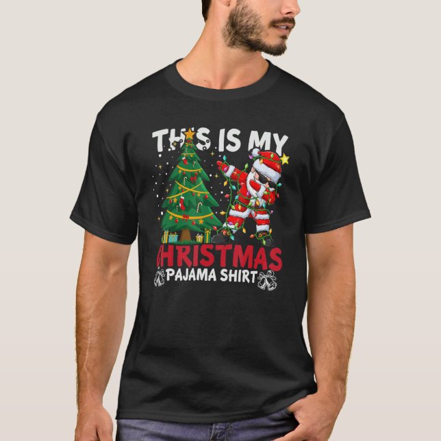 This Is My Christmas Pajama Santa Hat Xmas PJ cost T Shirt (Framsida)