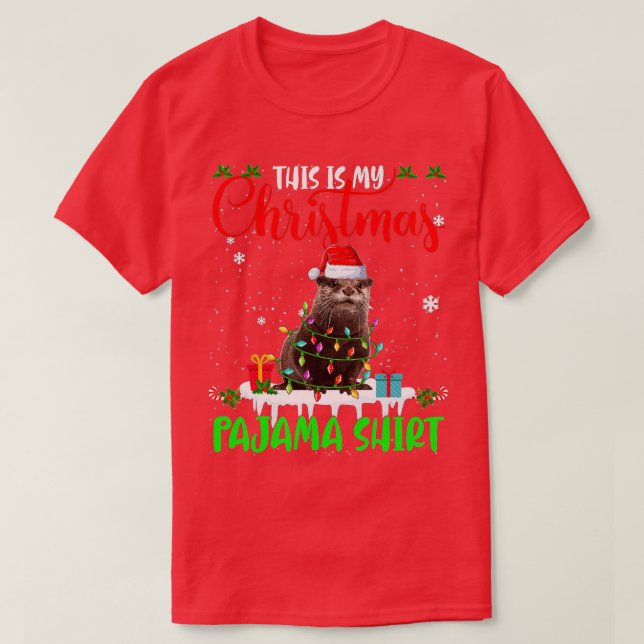 This Is My Christmas Pajama  Santa Xmas Lights Ott T Shirt (Design framsida)