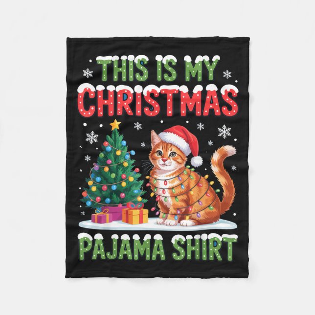 This Is My Christmas Pajama Shirt Cat Lovers Holid Fleecefilt (Framsidan)