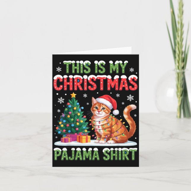This Is My Christmas Pajama Shirt Cat Lovers Holid Kort (Framsida)