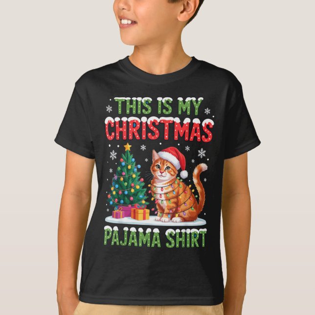 This Is My Christmas Pajama Shirt Cat Lovers Holid T Shirt (Framsida)