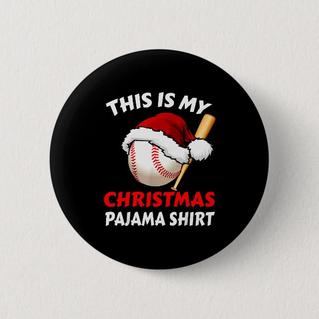 This Is My Christmas Pajama Shirt _ Funny Baseball Knapp (Framsida)