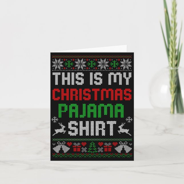 This Is My Christmas Pajama Shirt Funny Xmas Pjs M Kort (Framsida)