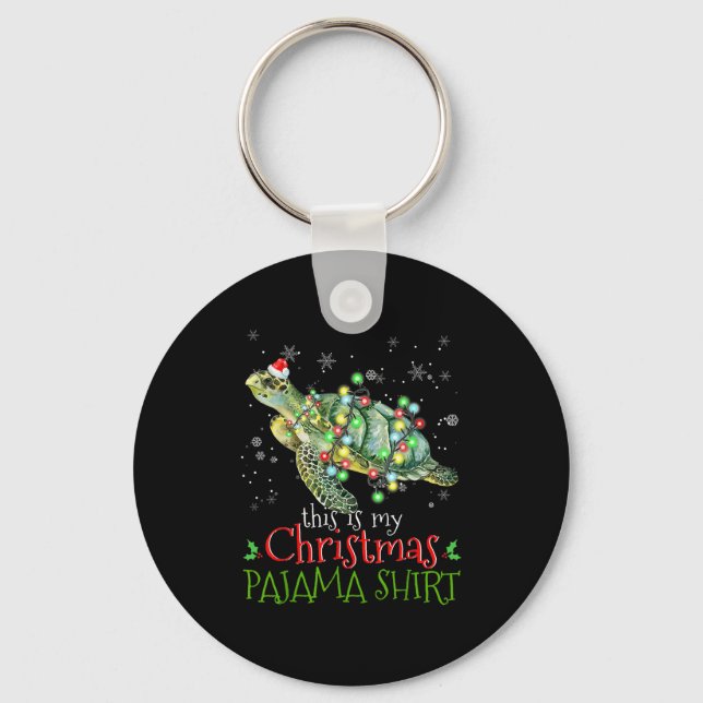 This Is My Christmas Pajama Shirt Sea Turtle Chris Nyckelring (Framsida)