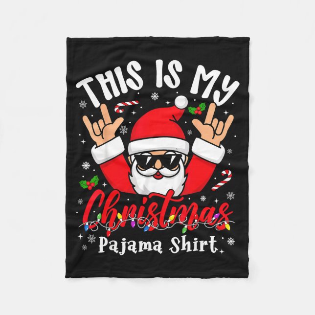 This Is My Christmas Pajama Shirt Sungles Santa Ro Fleecefilt (Framsidan)