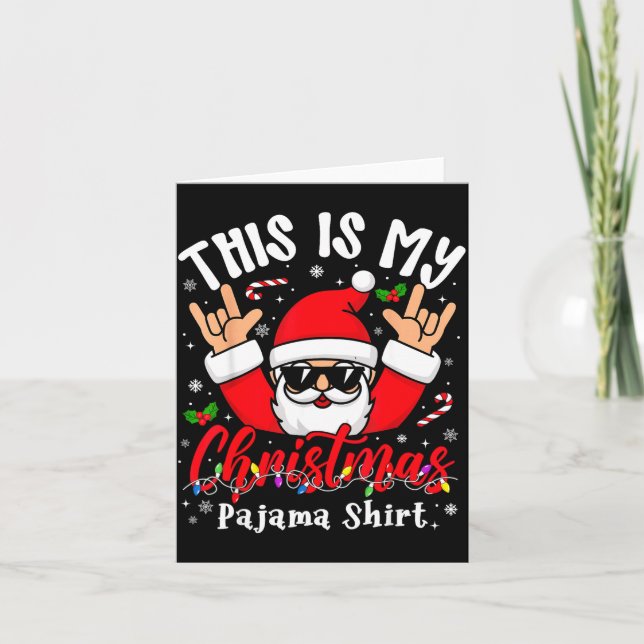 This Is My Christmas Pajama Shirt Sungles Santa Ro Kort (Framsida)