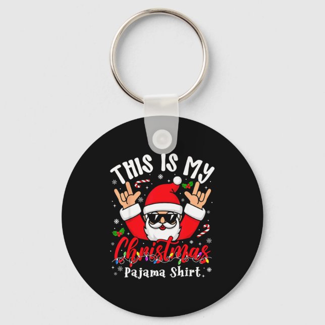 This Is My Christmas Pajama Shirt Sungles Santa Ro Nyckelring (Framsida)