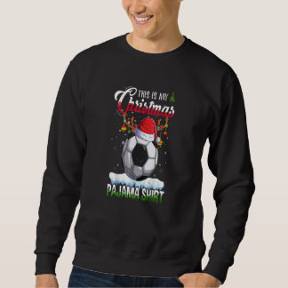 This is My Christmas Pajama Soccer Christmas Light Lång Ärmad Tröja
