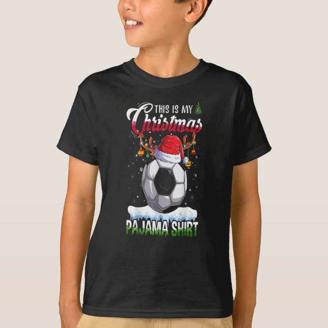 This is My Christmas Pajama Soccer Christmas Light T Shirt (Framsida)