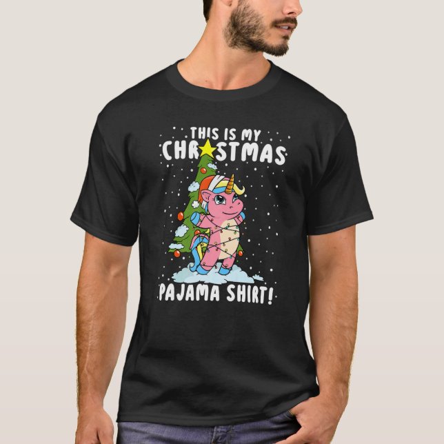 This is My Christmas Pajama   Unicorn Girls Xmas T Shirt (Framsida)