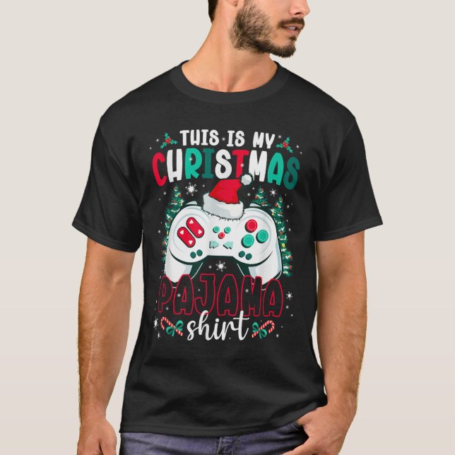 This Is My Christmas Pajama Video Gamer Xmas Tree  T Shirt (Framsida)