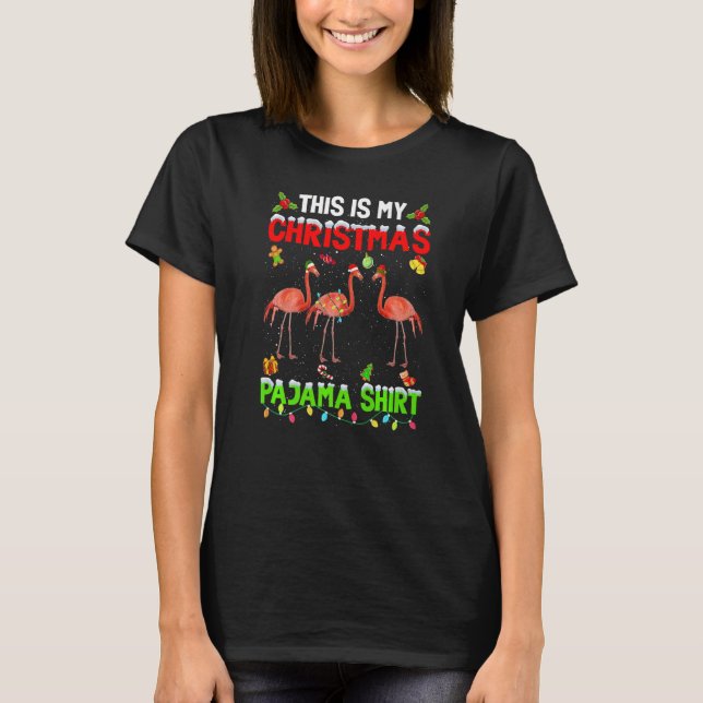 This Is My Christmas Pajama Xmas Flamingo Squad T Shirt (Framsida)