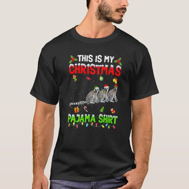 This Is My Christmas Pajama Xmas Lemur Squad T Shirt (Framsida)