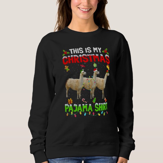 This Is My Christmas Pajama Xmas Llama Squad T Shirt (Framsida)