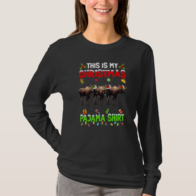 This Is My Christmas Pajama Xmas Moose Squad T Shirt (Framsida)