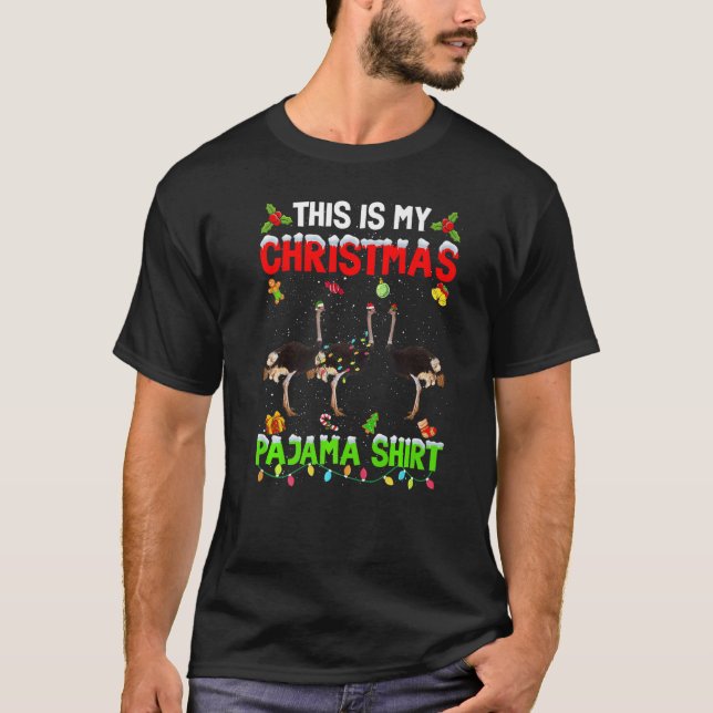 This Is My Christmas Pajama Xmas Ostrich Squad T Shirt (Framsida)