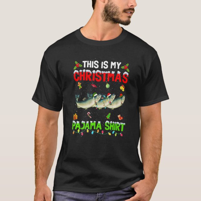 This Is My Christmas Pajama Xmas Salmon Squad T Shirt (Framsida)