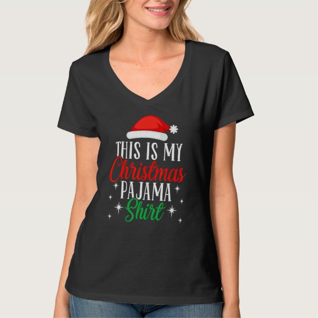 This Is My Christmas Pajama  Xmas Santa Hat  5 T Shirt (Framsida)